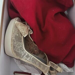 Christian Louboutin Cream Lace Heels